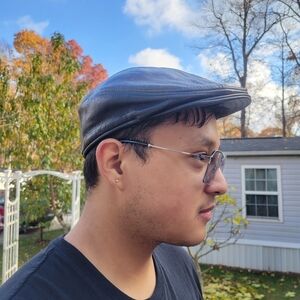 Vintage Harley Davidson Leather Flat Cap Made In USA Genuine Leather Size S/M.